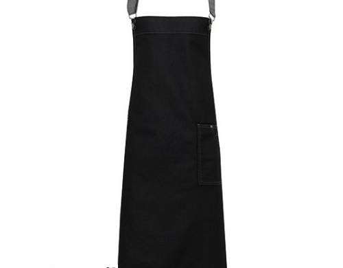 District Waxed Look Denim Bib Apron for Professionals