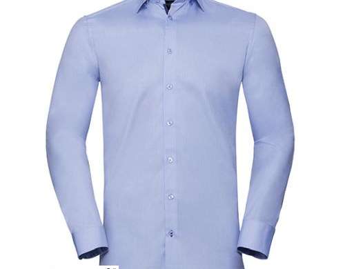 Men's Long Sleeve Bespoke Shirt with Contrast Herringbone Pattern