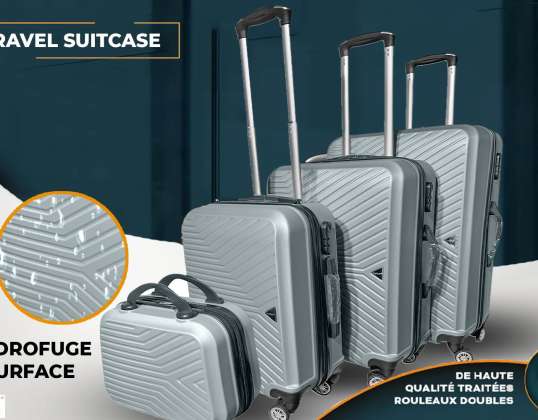 Set de 4 valises ABS avec 4 doubles roues et serrure TSA