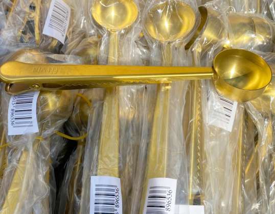 FitVia Gold Plated Coffee Spoons with Clips