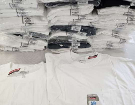 Dickies T-shirts. Weiß und Schwarz, Mischgrößen. Bekleidungslager