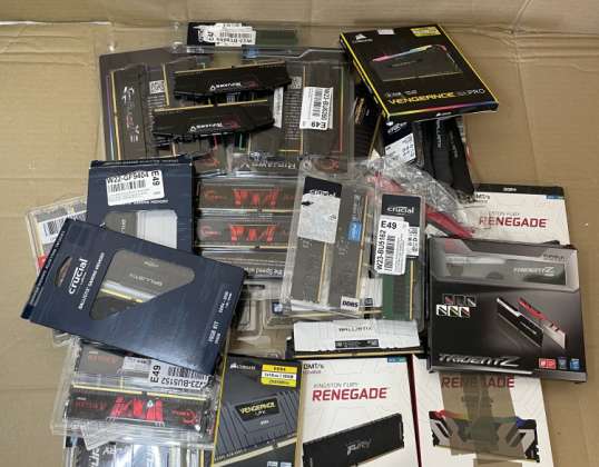 Corsair, Kingston Fury, G.skill, Memorias RAM Crucial de devoluciones dañadas 40 uds.