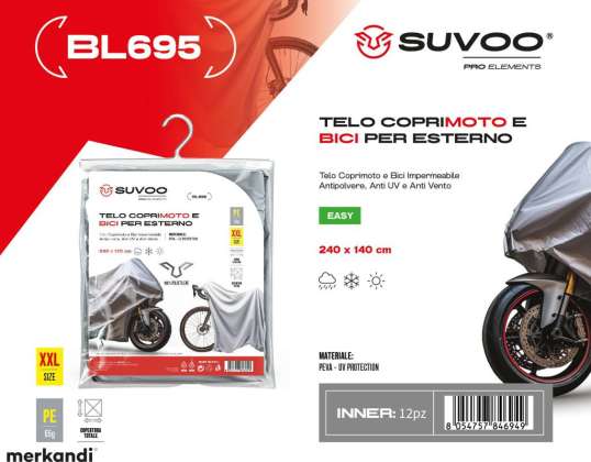 Suvoo BL695 Housse de moto et de vélo d’extérieur - imperméable, étanche à la poussière, anti UV et anti vent