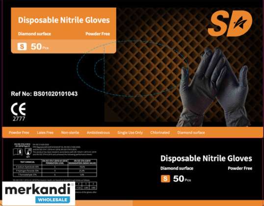 Hochwertige Diamond Cut Nitril Handschuhe schwarz &amp; orange Farbe