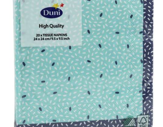 Duni napkins 3 ply blue 24 x 24 cm 20 pieces 3 different models and colors