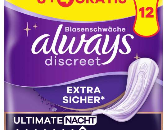 always Discreet Incontinence Ultimate Night 8+4 FREE (10 pieces)