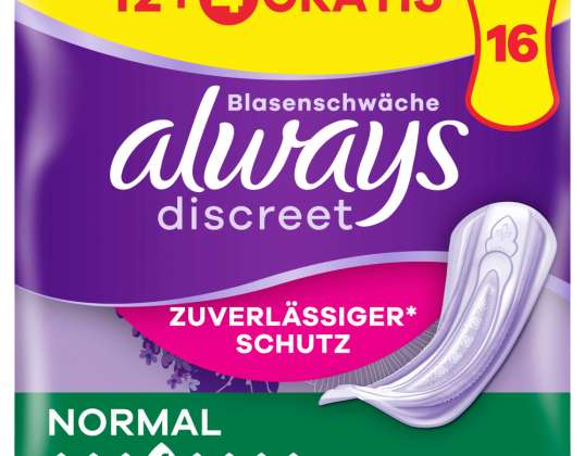 always Discreet Incontinence Normal 12+4 FREE (16 pieces)