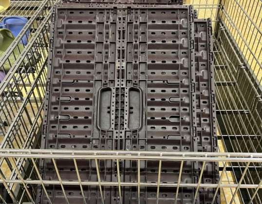 Folding crates, plastic crates, used crates, brown crates