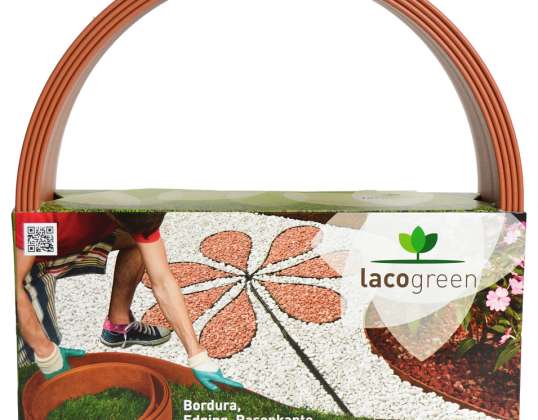 Durable HDPE Lawn Edge in Terracotta Color - (BOR120X5TC) - Length: 5 lm, Height: 120 mm, 5 Pegs Included