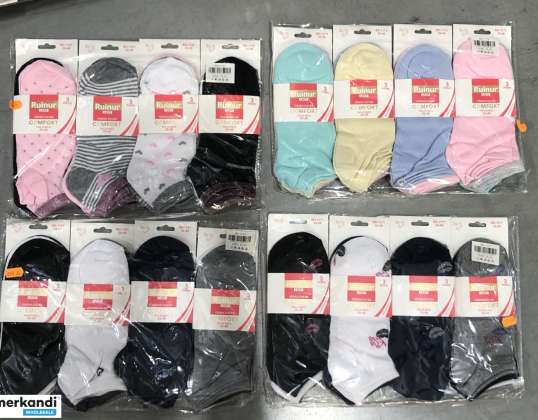 DAMEN BAUMWOLLSOCKEN GRÖSSE 35-38 PACKUNGEN MIT 12 PAAREN IN VERSCHIEDENEN MUSTERN