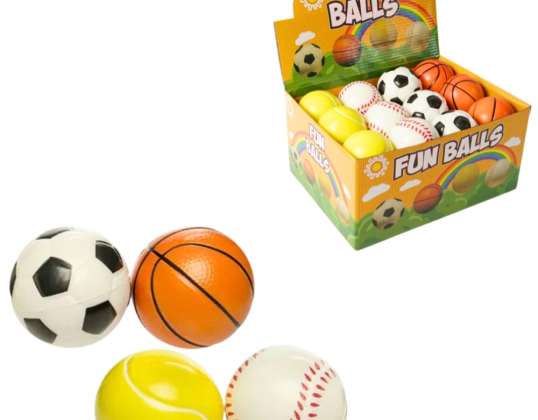 Stress Play Ball Sport 6 cm 4 assorted in sales display