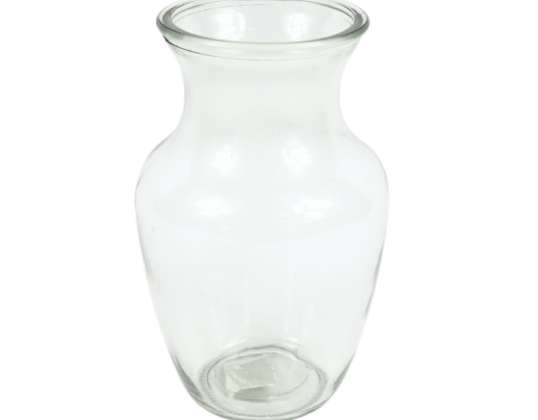 Vase en verre transparent 19,5 cm modèle convexe