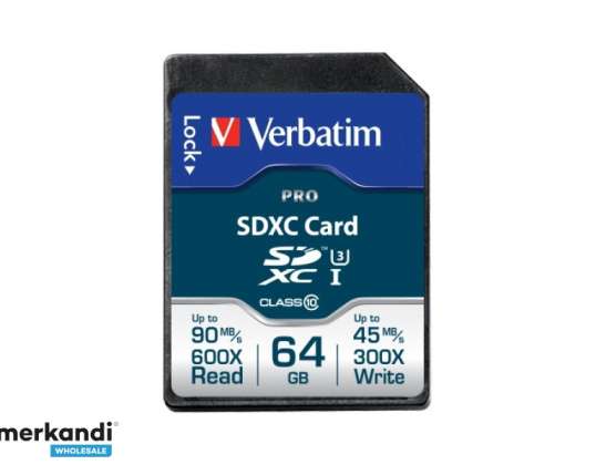 Verbatim PRO flash memóriakártya 64 GB-os SDXC Cl.10 47022