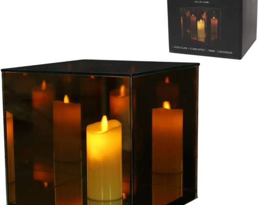 Countryfield mirrorless mirror Elite L / M and size S LED candle on battery gold 15 cm