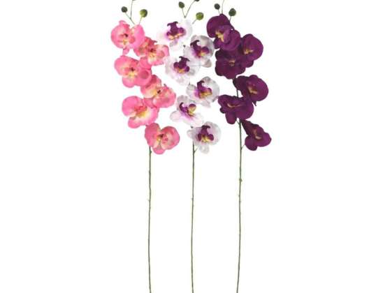 Fleur artificielle Orchidée 78 cm assortie de plusieurs fleurs de différentes couleurs.