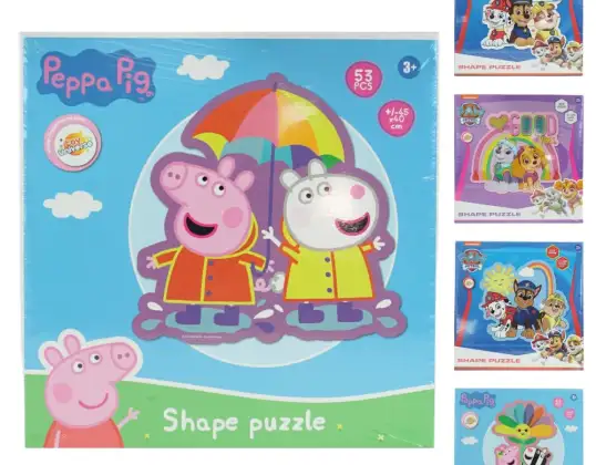 Puzzle de formes Paw Patrol ou Peppa Pig 53 pièces 45 x 40 cm 5 assortis