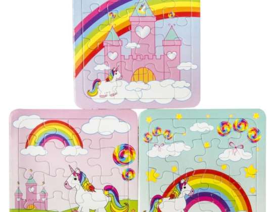 Puzzle unicorn 13.5 cm 16 pieces 3 assorted