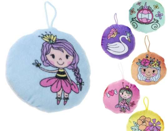 Pendant plush princess 10 cm 6 assorted princess/flowers/swan/carriage/face princess