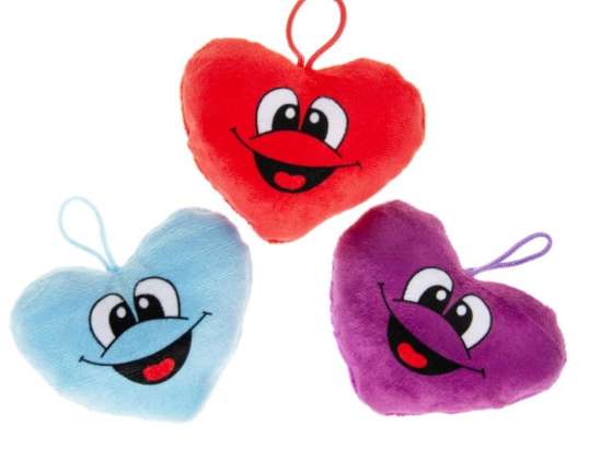 Pendant plush heart 12 cm 4 assorted 4 colors