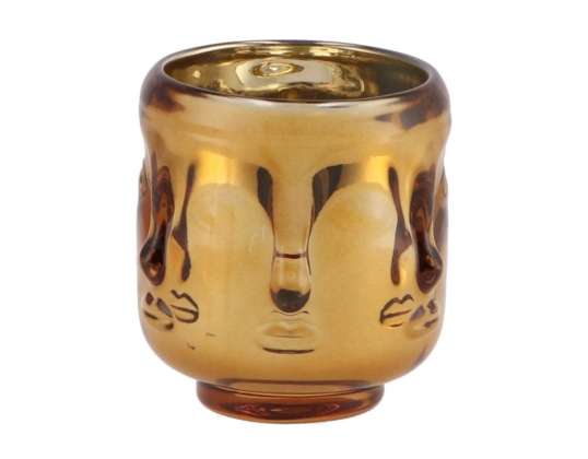 Tealight holder Rushmore gold colour 7.7 cm and Tealight holder Rushmore gold colour 9.5 cm and Tealight holder Rushmore gold colour 18 cm