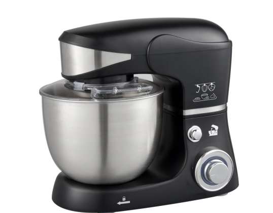 Royalty Line® PKM1600 Food Processor - Food Robot - 1600W - Kitchen Mixer With 6 Speed Settings - With Splash Guard & Stainless Steel Mixing Bowl 6 Liters - Light Gray
