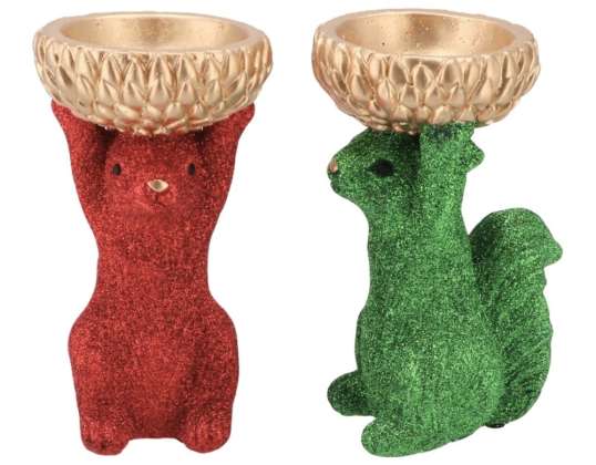 Bowl Jingle squirrel red/green purple and pink different sizes 2 assorted