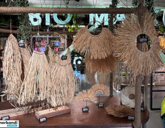 Raffia boho fali dekoráció különböző változatok és méretek EAN