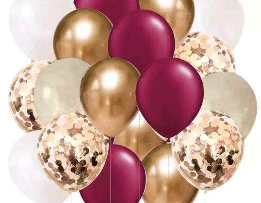 LUFTBALLONS GOLD ROSA WEISS ROSÉGOLD CHROM PASTELL-DEKO-SET 103 EL