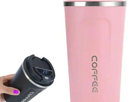 AG369J THERMAL MUG WITH DISPLAY PINK