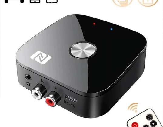 ADAPTER ONTVANGER BLUETOOTH ZENDER BT 5.3 2X RCA JACK 3 5MM APTX NFC AFSTANDSBEDIENING