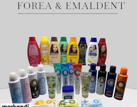 Isikliku hügieeni tooted igapäevaseks kasutamiseks firmalt Forea &amp; AMP; Emaldent šampoon, Savon, seep, šampooniga pesemine, deodorant, deodorant