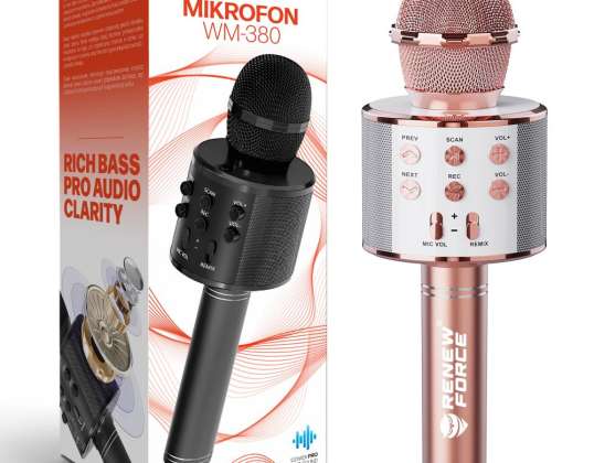 BLUETOOTH drahtloses KARAOKE-Mikrofon mit Lautsprecher für Kinder + Case WM-308