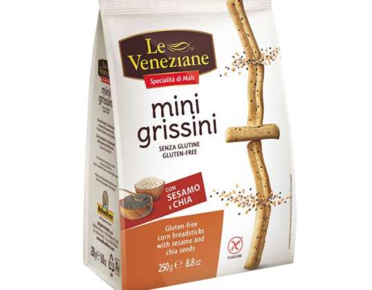 GLUTENFREIE MINI VENEZIANISCHE GRISSINI GR.250 SESAM/CHIA LEBENSMITTELBESCHREIBUNG 1812
