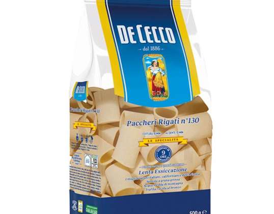 DE CECCO SPECIALITA PACCHERI RIGATI GR.500 N.130 LEBENSMITTELBESCHREIBUNG 2989
