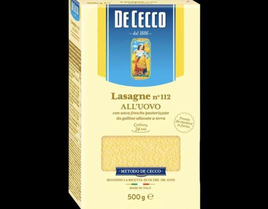 DE CECCO LASAGNE EGG GR.500 N.112 ELINTARVIKKEIDEN KUVAUS 2597