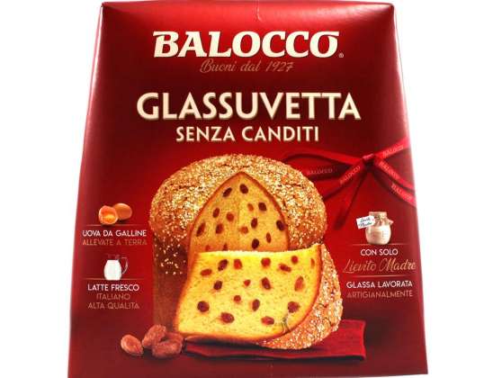 BALOCCO PANETTONE GLASSUVETTA KG.1 OHNE KANDIERTE FRÜCHTE LEBENSMITTEL BESCHREIBUNG 2557