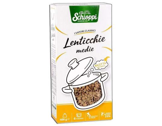 SCHIOPPI MEDIUM LINSEN GR400 BOX LEBENSMITTELBESCHREIBUNG 1965