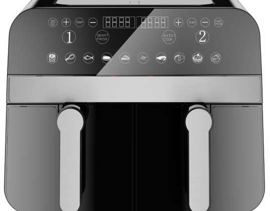 Comfy Nest CN AFD45NB: 2400W μαύρη διπλή φριτέζα αέρα διπλού καλαθιού 9L