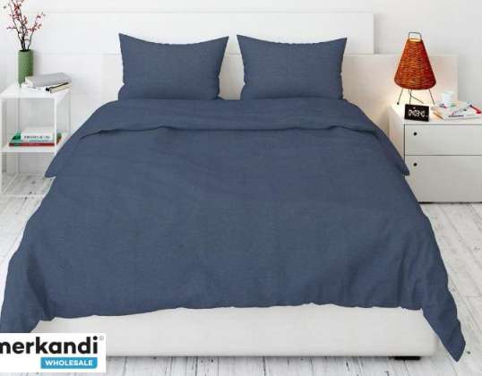 BETTWÄSCHE-SET 160x200 MIKROFASER EINFARBIG MARINEBLAU PMJ163-GRAN