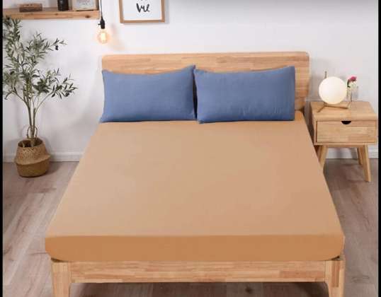 JERSEY HOESLAKEN MET ELASTIEK 140x200 VIERKANT LICHTBEIGE