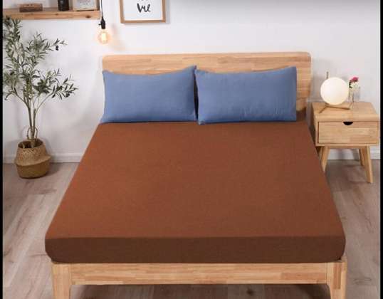 FROTTEE-SPANNBETTTUCH MIT GUMMIZUG 200x220 QUADRATISCH HELLBRAUN