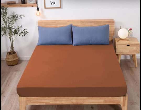 JERSEY HOESLAKEN MET ELASTIEK 160x200 VIERKANT LICHTBRUIN