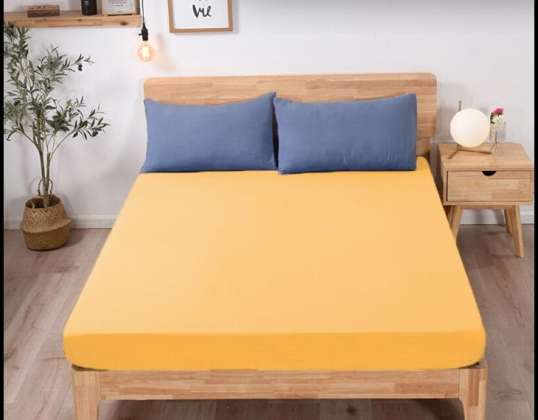 HOESLAKEN JERSEY MET ELASTIEK 80x160 VIERKANT GEEL