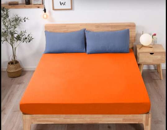 JERSEY HOESLAKEN MET ELASTIEK 80x200 VIERKANT ORANJE