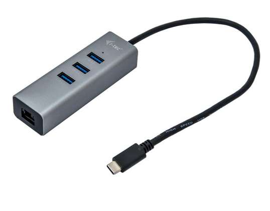I Tec USB C METAL 3 PORT ETHERNET ADAPT