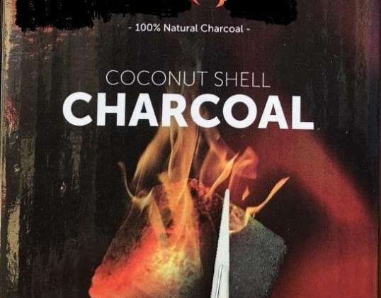 Charbon de bois 100 % naturel. COQUILLE DE NOIX DE COCO AU CHARBON DE BOIS