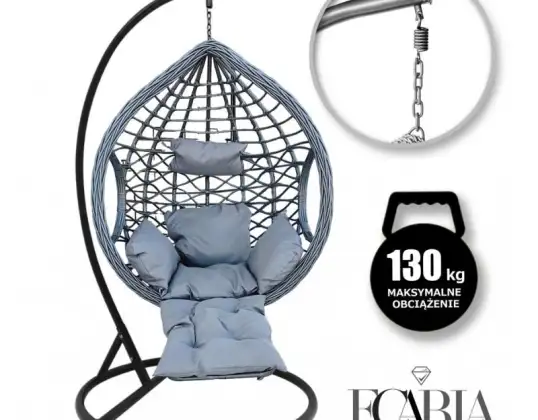 Hangstoel Cocoon Swing met Kussens en Voetensteun KR31 TUIN KOKOS SCHOMMELSTOEL MET KUSSENS