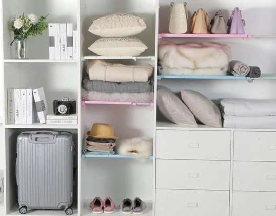 Reguleeritav riiul FlexiShelf (valge S 38–55 cm) ~ regal10 | Ruumisäästlik riiul | Reguleeritav garderoobi korraldaja