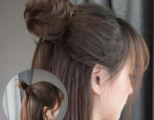 Synthetischer Haarknoten HairNew (dunkelbraun-blond) ~ mnbun | Synthetisches Haarteil | Clip-on Haarbrötchen | Einfaches Haarstyling-Accessoire