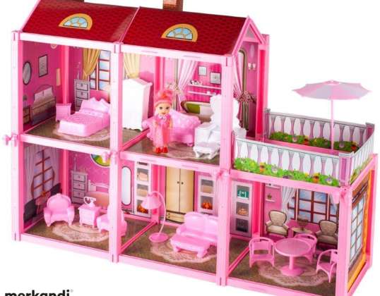 Maison de poupée Villa ensemble de meubles de poupée rose 44cm